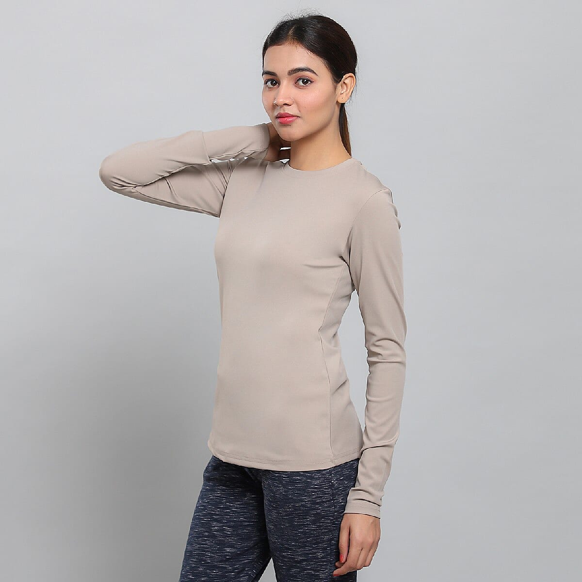 JOVIE Gray Polyester Long Sleeve T-Shirt- 1X image number 3