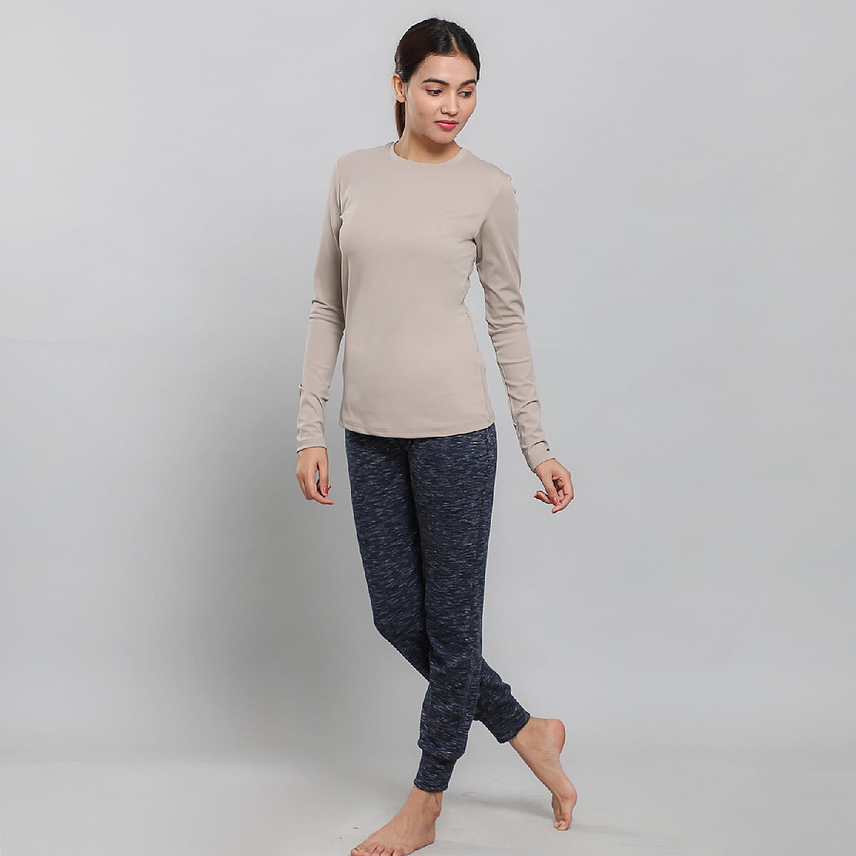 JOVIE Gray Polyester Long Sleeve T-Shirt- 1X image number 4