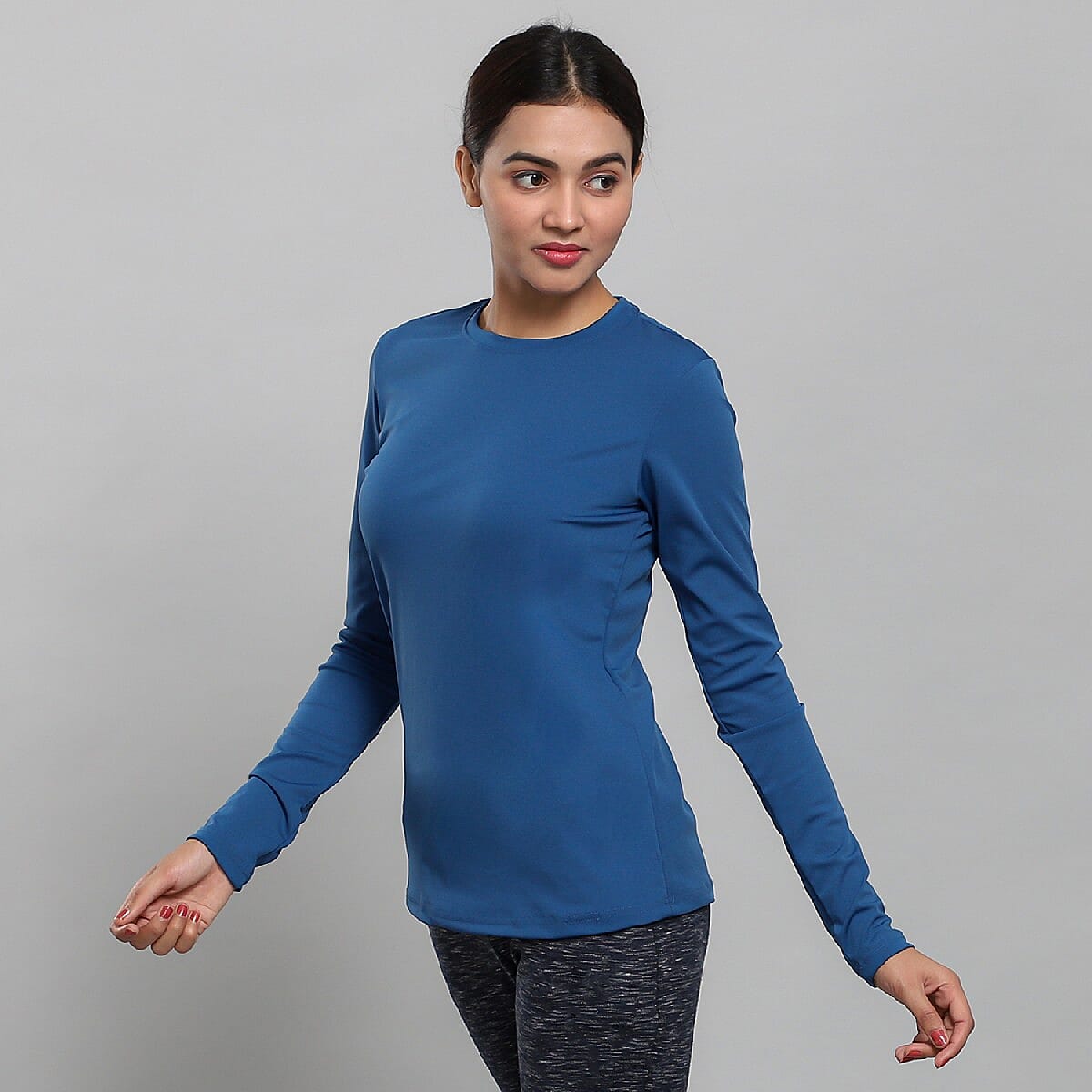 JOVIE Blue Polyester Long Sleeve T-Shirt- M image number 1
