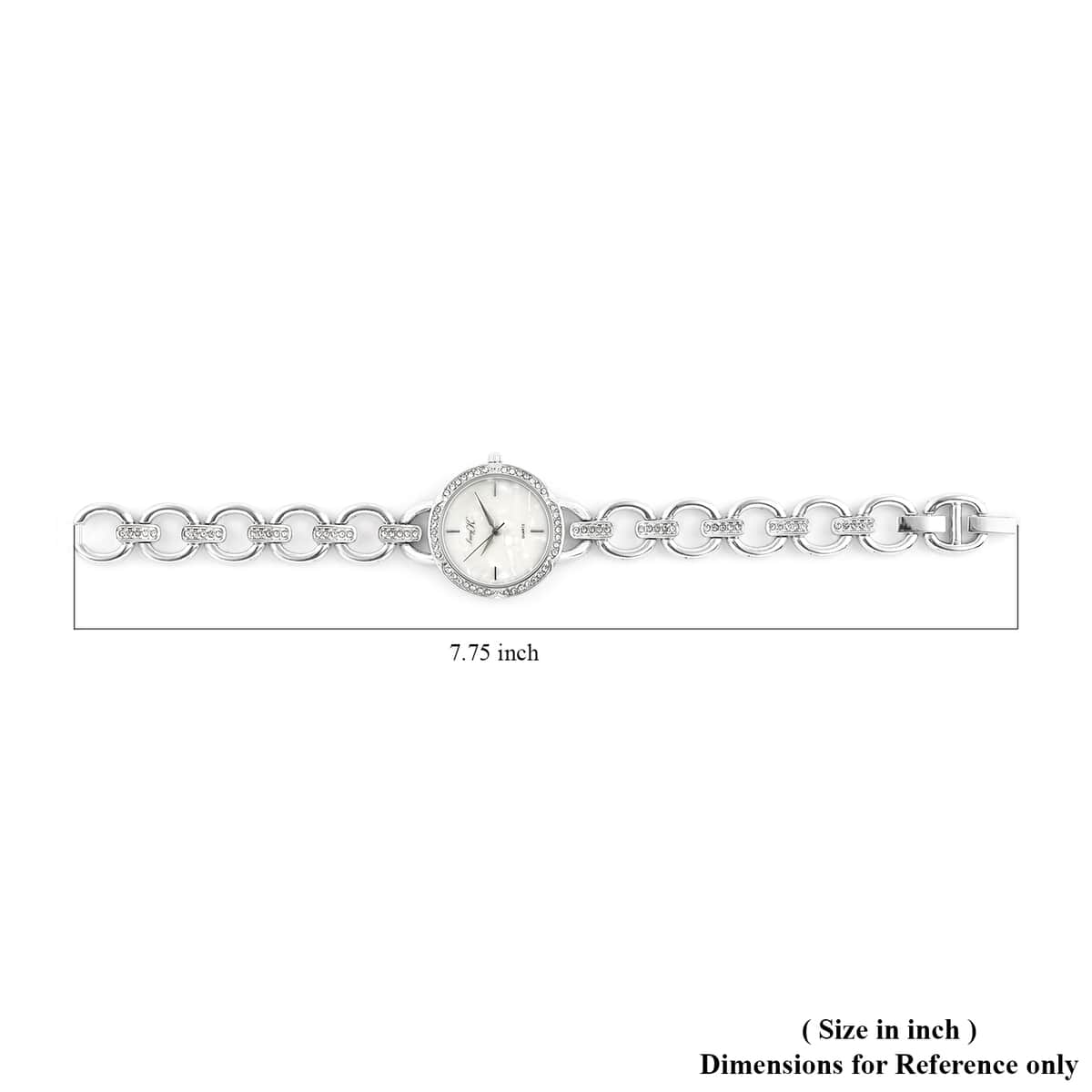 LUCY K Japanese Movement Watch with Faux MOP Dial and Cable Strap in Silvertone image number 5