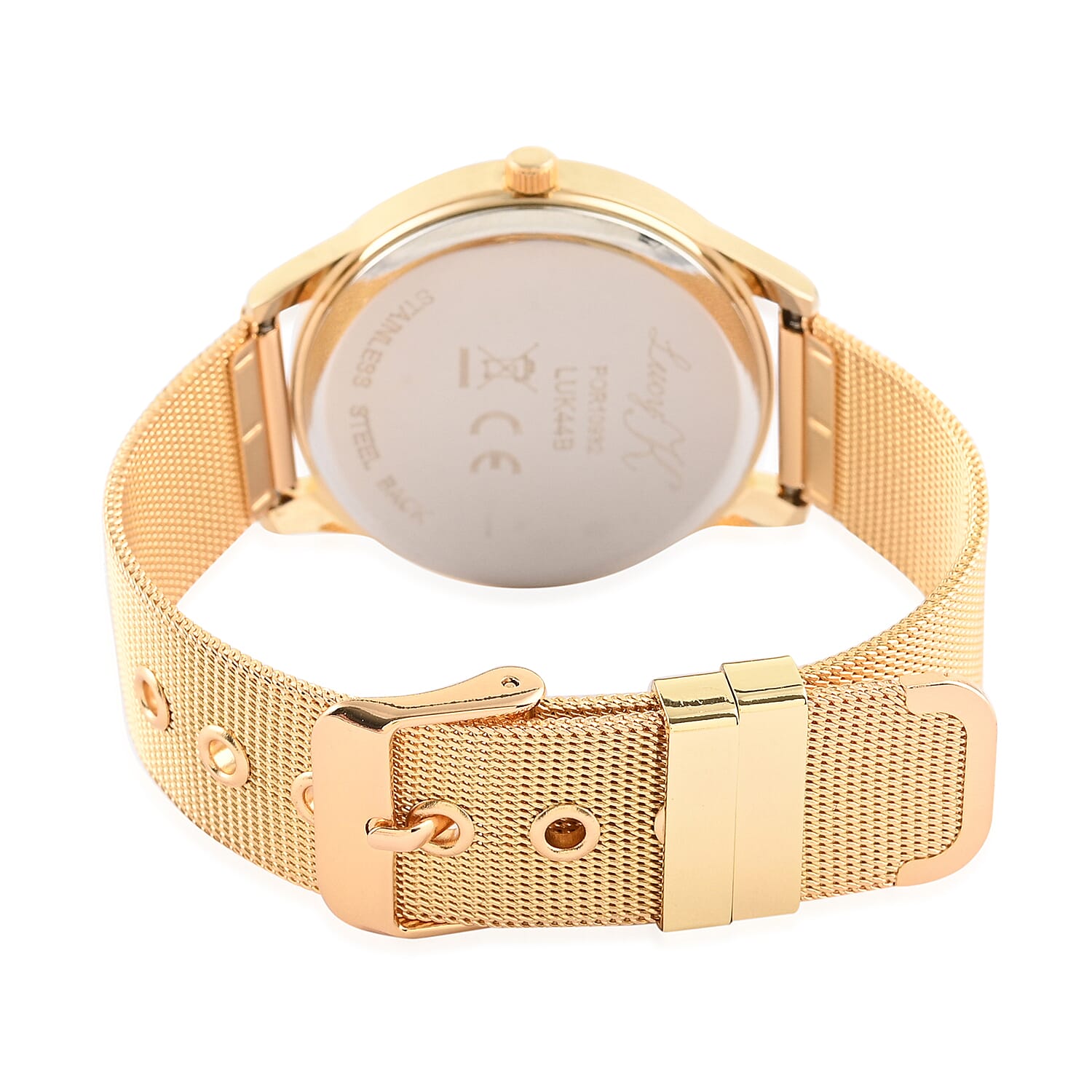 LUCY K Quartz Movement Watch with Sunray Dial and ION Plated YG Stainless Steel Mesh Strap