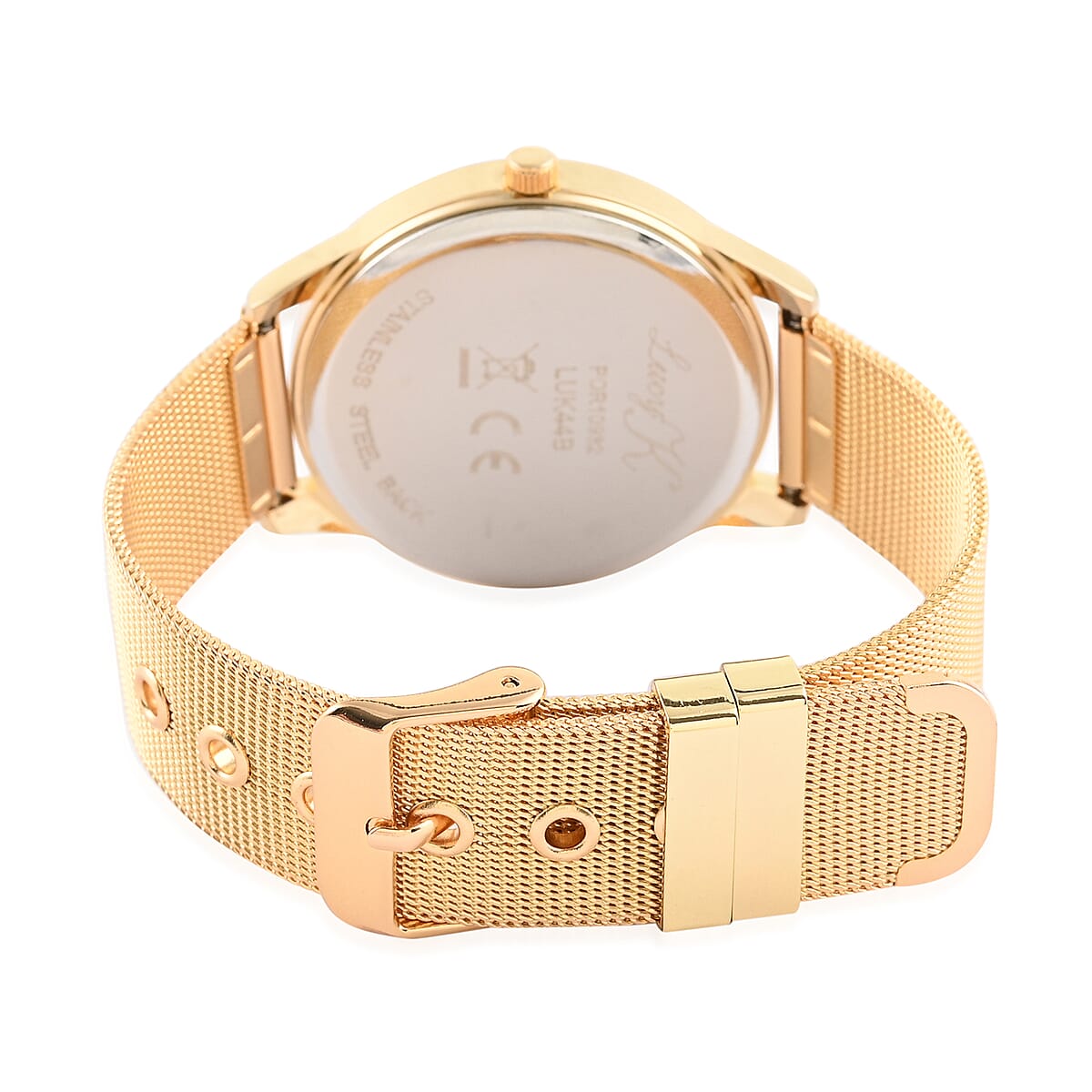 LUCY K Quartz Movement Watch with Sunray Dial and ION Plated YG Stainless Steel Mesh Strap image number 4