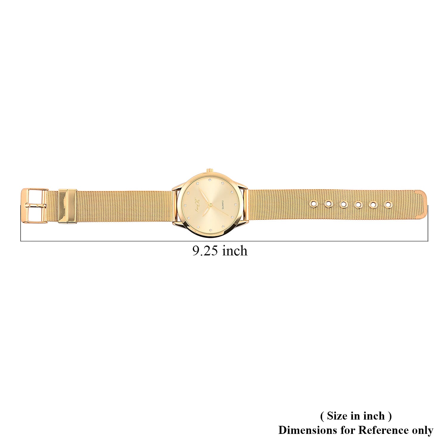 LUCY K Quartz Movement Watch with Sunray Dial and ION Plated YG Stainless Steel Mesh Strap