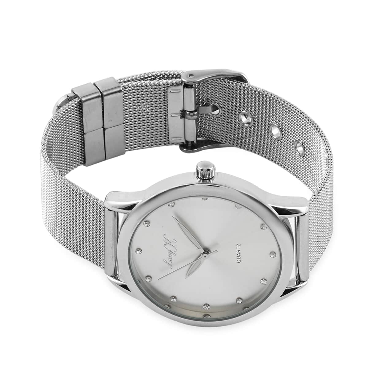 LUCY K Japanese Movement Watch with Sunray Dial and Stainless Steel Mesh Strap image number 3