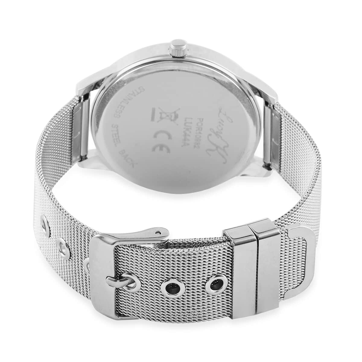 LUCY K Japanese Movement Watch with Sunray Dial and Stainless Steel Mesh Strap image number 4