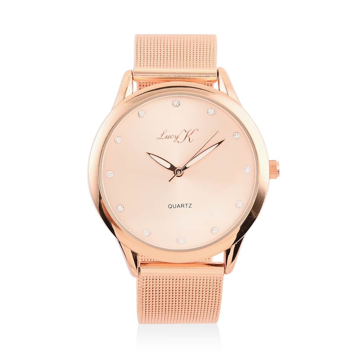 LUCY K Japanese Movement Watch with Sunray Dial and ION Plated RG Stainless Steel Mesh Strap image number 0
