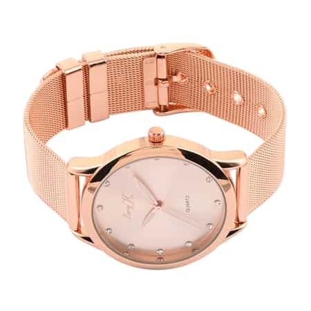 LUCY K Japanese Movement Watch with Sunray Dial and ION Plated RG Stainless Steel Mesh Strap image number 3