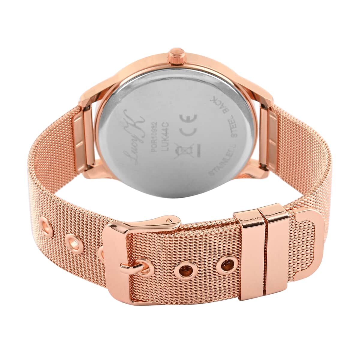 LUCY K Japanese Movement Watch with Sunray Dial and ION Plated RG Stainless Steel Mesh Strap image number 4