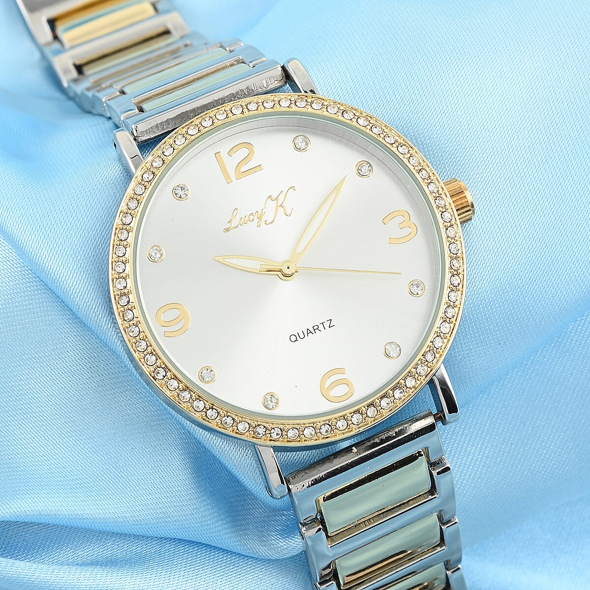 LUCY K Japanese Movement Watch in Goldtone with Faux MOP Dial and Adjustable Strap image number 1