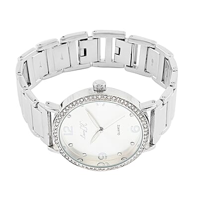 LUCY K Japanese Movement Watch in Silvertone with Faux MOP Dial and Adjustable Strap