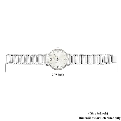 LUCY K Japanese Movement Watch in Silvertone with Faux MOP Dial and Adjustable Strap