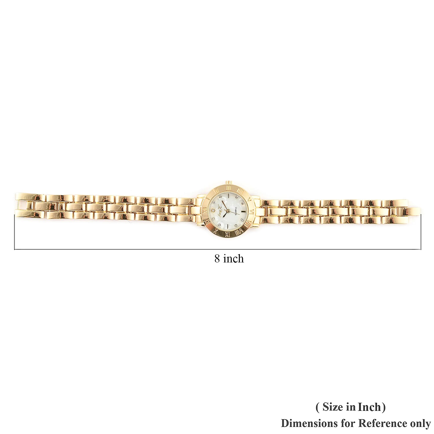 LUCY K Japanese Movement Watch with Faux MOP Dial in Goldtone