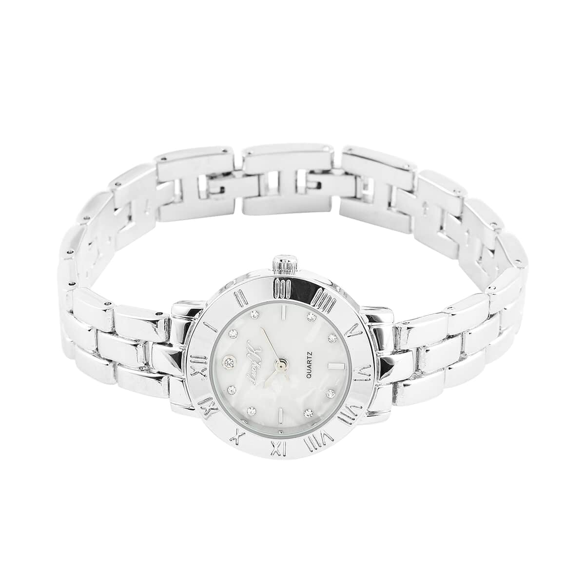 LUCY K Japanese Movement Watch with Faux MOP Dial in Silvertone image number 2