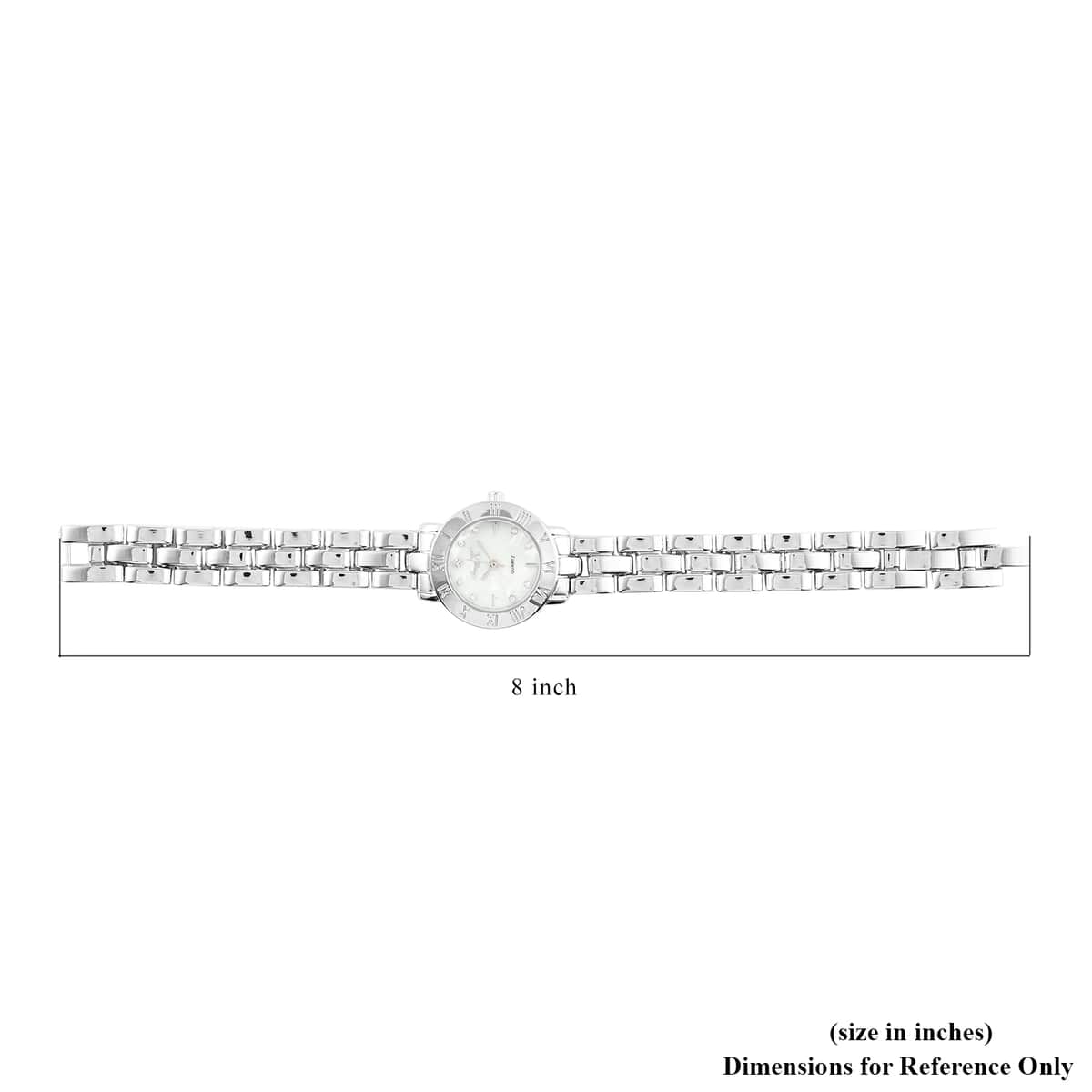 LUCY K Japanese Movement Watch with Faux MOP Dial in Silvertone image number 4