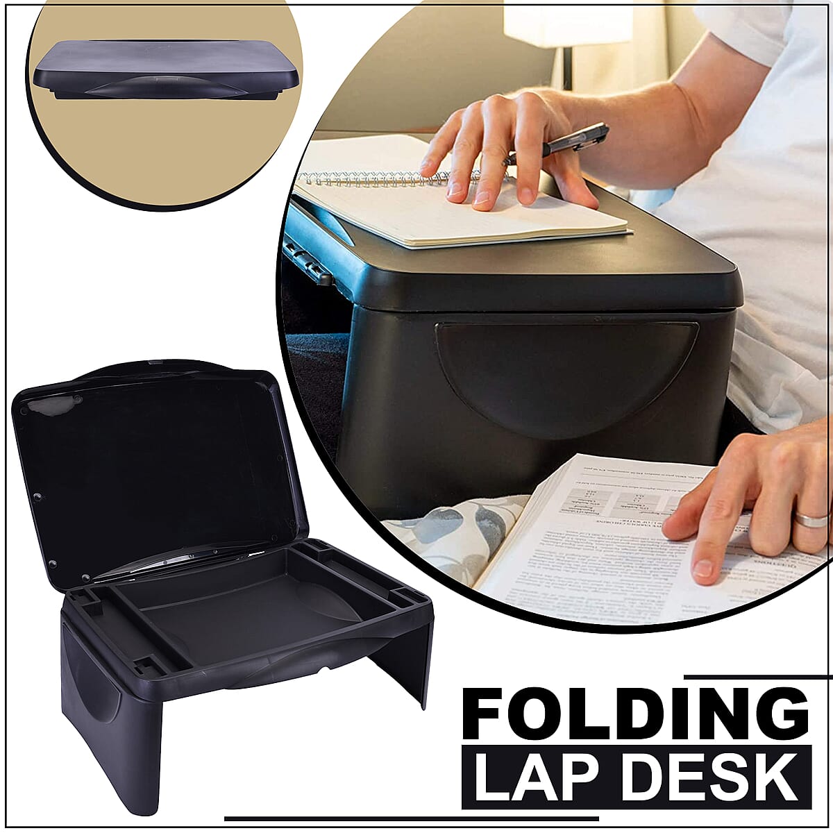 Homesmart Plastic Folding Lap Desk with Storage Space image number 1