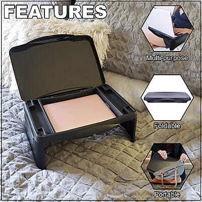 Homesmart Plastic Folding Lap Desk with Storage Space
