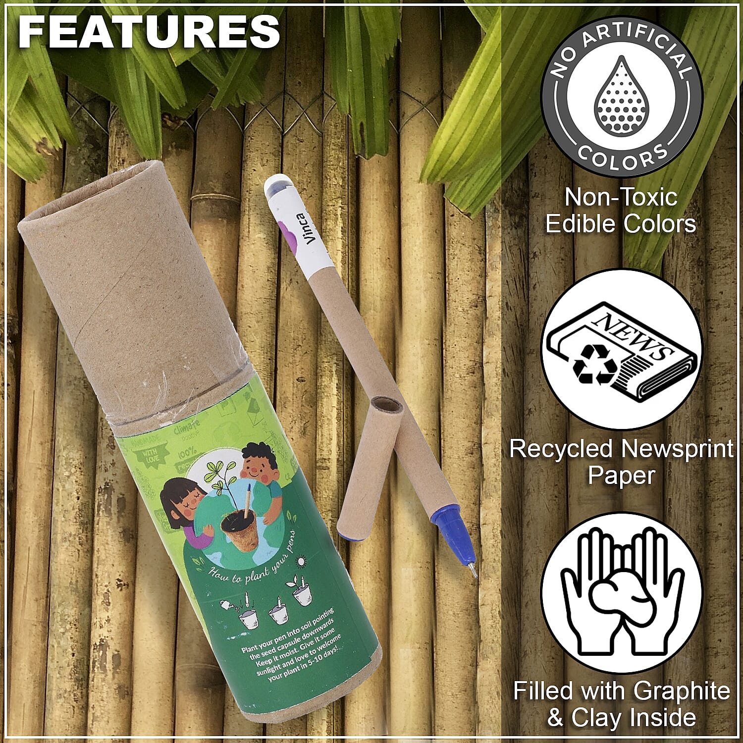 Set of 20 Recycled Paper Pen with Flower Seed