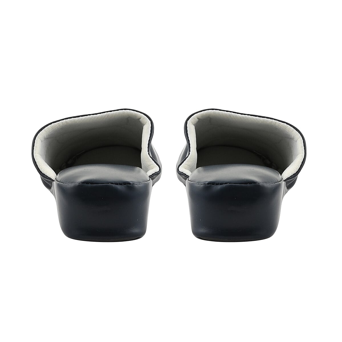 Blue Faux Leather House Slippers with Stitching (Women's Size 9) image number 3