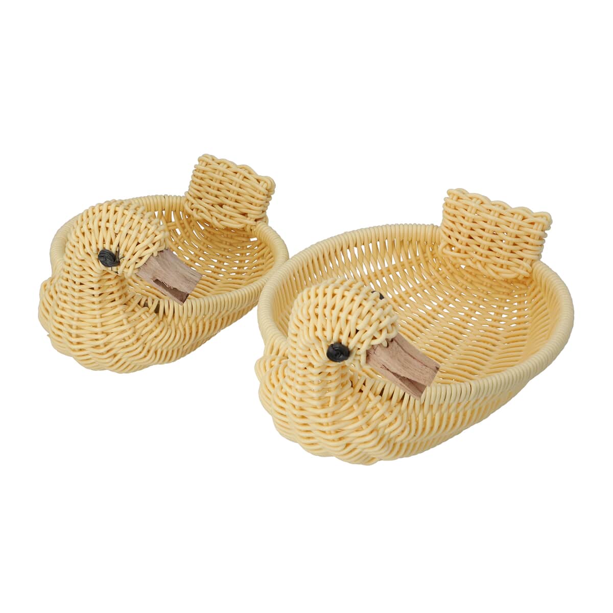 Set of 2 Beige Duck Shape Synthetic Rattan Basket image number 5