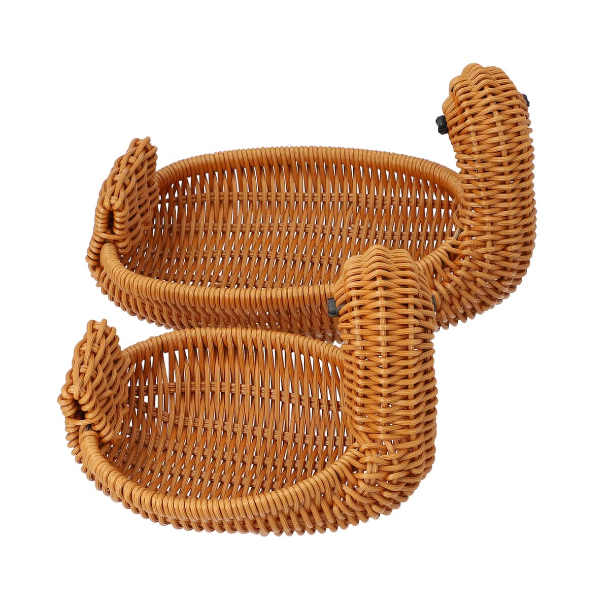 Set of 2 Brown Duck Shape Synthetic Rattan Basket image number 6