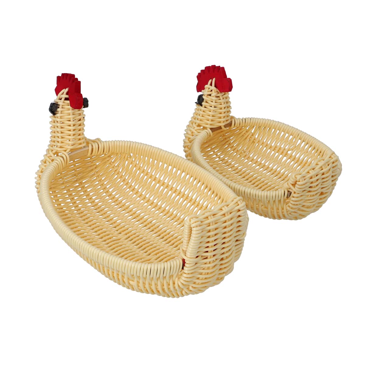 Set of 2 Beige Chicken Shape Synthetic Rattan Basket image number 5