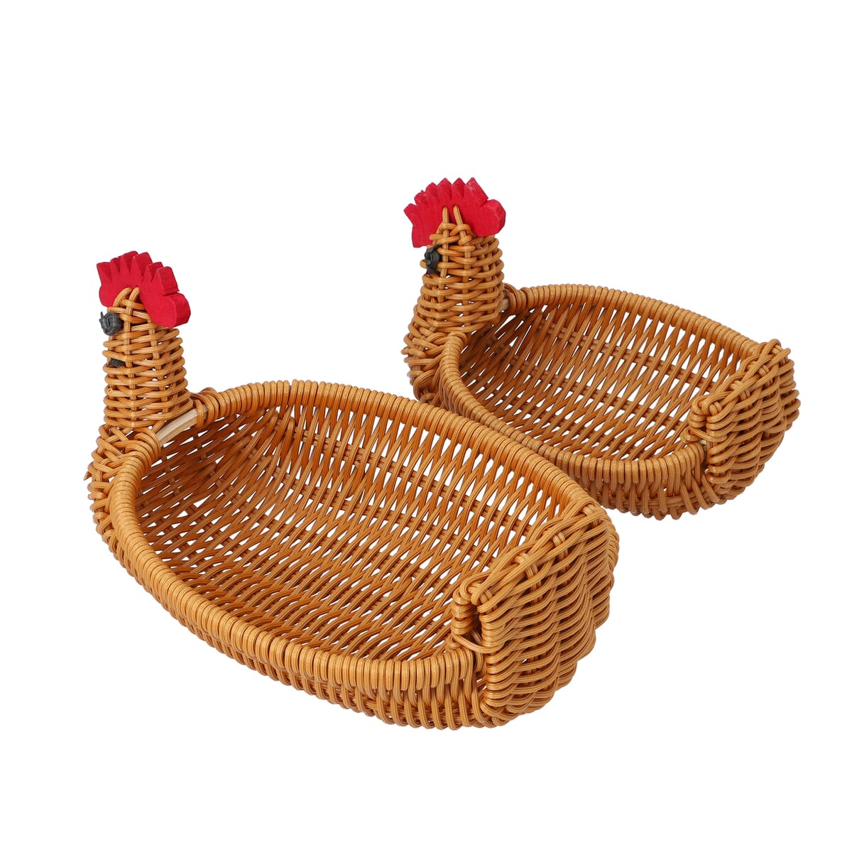 Set of 2 Brown Chicken Shape Synthetic Rattan Basket image number 5