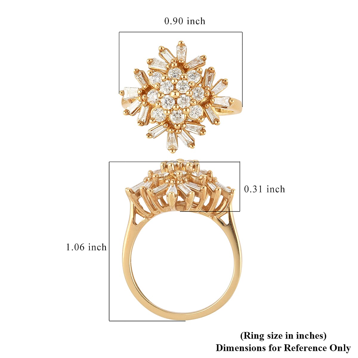 Diamond G-H I3 Ring in 10K Yellow Gold (Size 7.0) 4.75 Grams 1.00 ctw