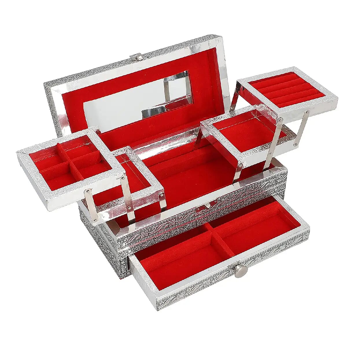 Handcrafted Butterfly Pattern Oxidized Jewelry Box with Movable Tray and Anti Scratch Interior Lines, Jewelry Storage Box for Women, Jewelry Case, Jewelry Organizer image number 5