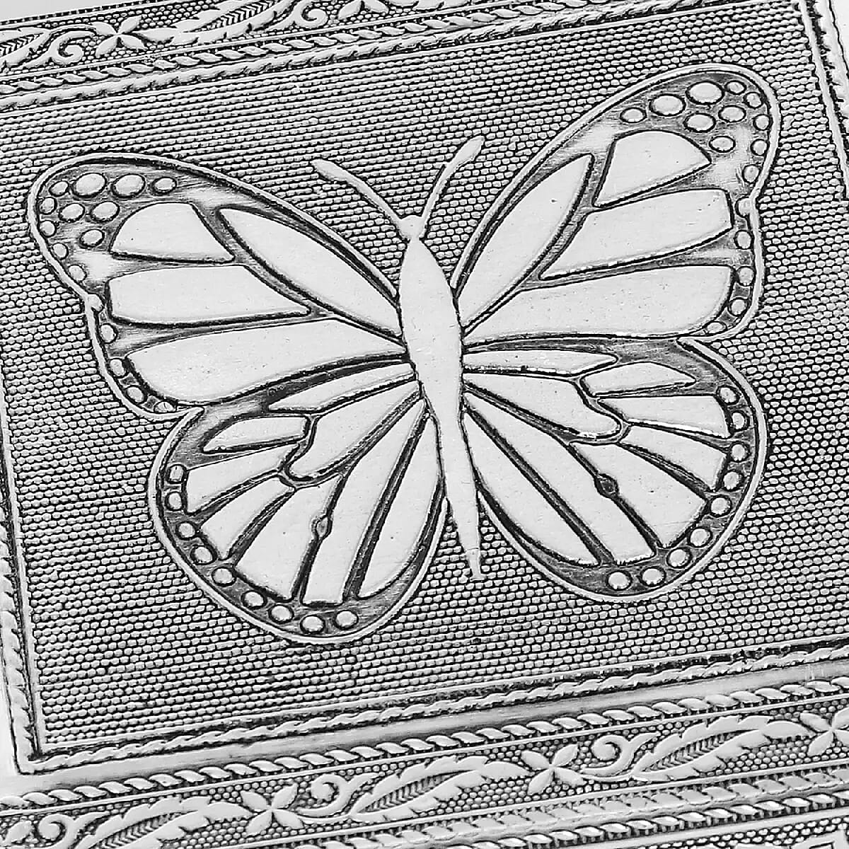 Handcrafted Butterfly Pattern Oxidized Jewelry Box with Movable Tray and Anti Scratch Interior Lines, Jewelry Storage Box for Women, Jewelry Case, Jewelry Organizer image number 6