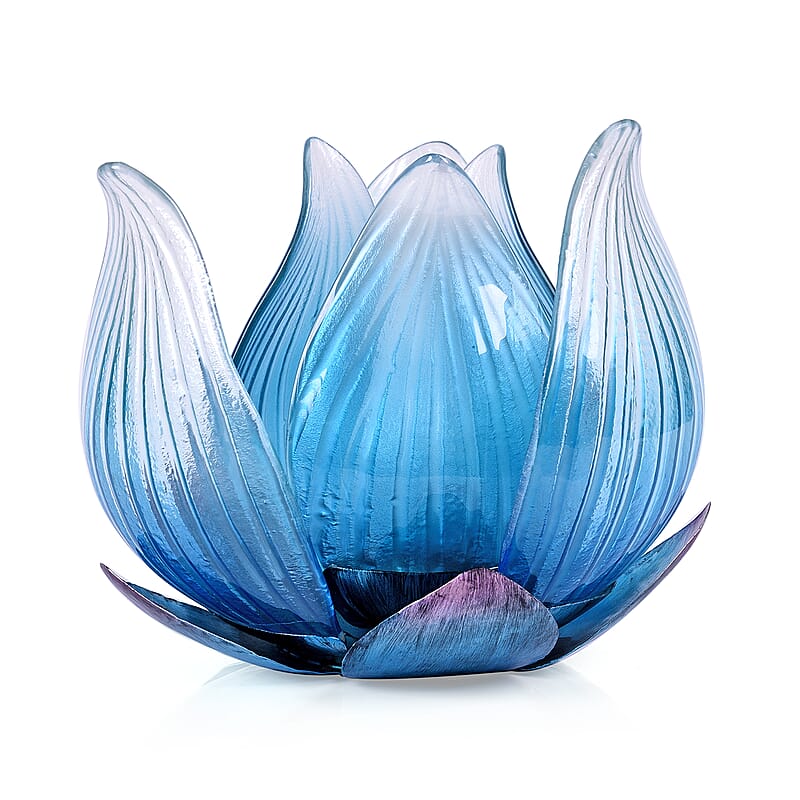 Solar Powered Lotus Floral Garden Decorative - Blue
