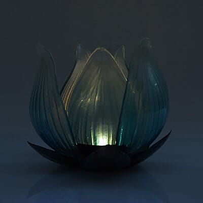 Solar Powered Lotus Floral Garden Decorative - Blue