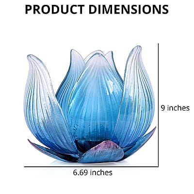 Solar Powered Lotus Floral Garden Decorative - Blue