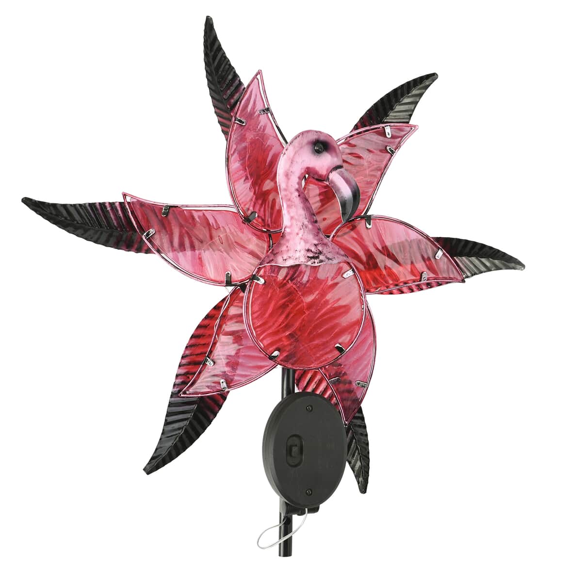 Multi Color Hand Painted Flamingos Solar Wind Spinner image number 0