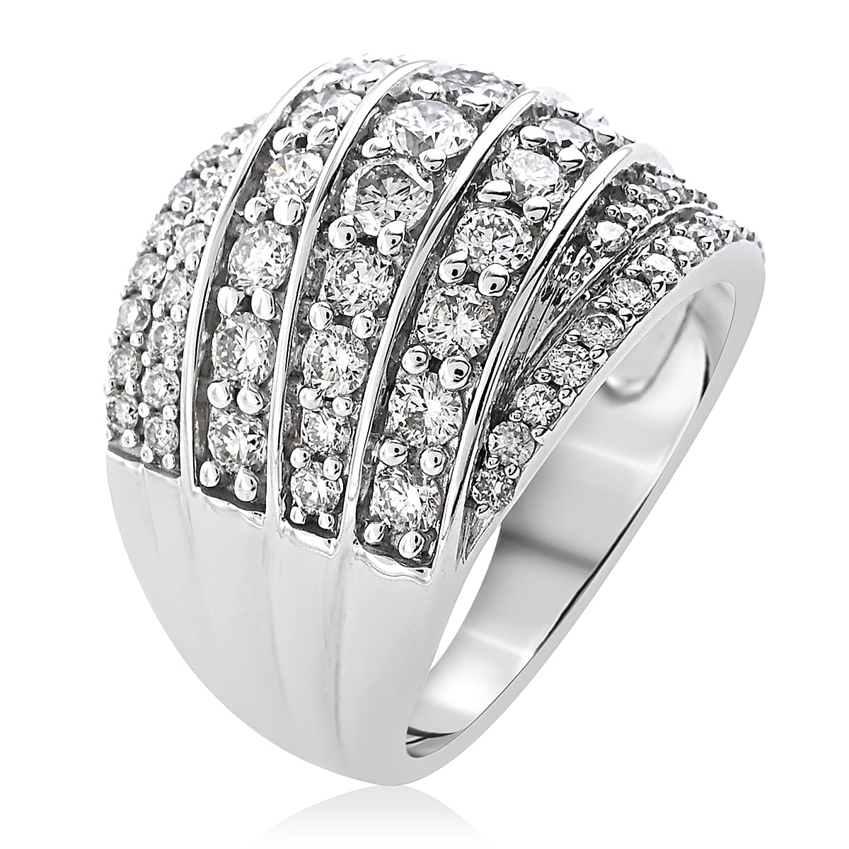 NY Closeout 10K White Gold I I2 Diamond Ring (Size 7.0) 7.50 Grams 2.00 ctw image number 2