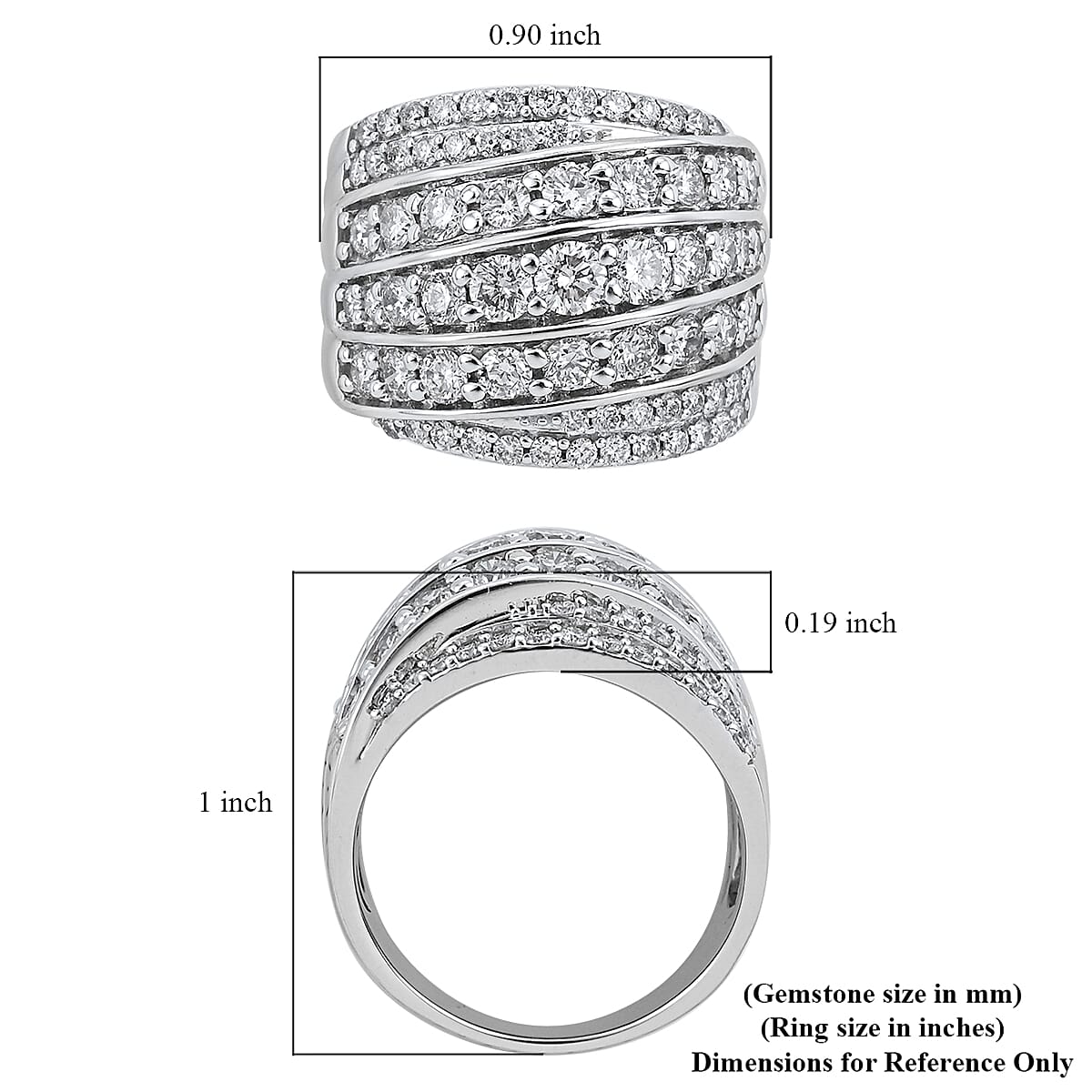 NY Closeout 10K White Gold I I2 Diamond Ring (Size 7.0) 7.50 Grams 2.00 ctw image number 4