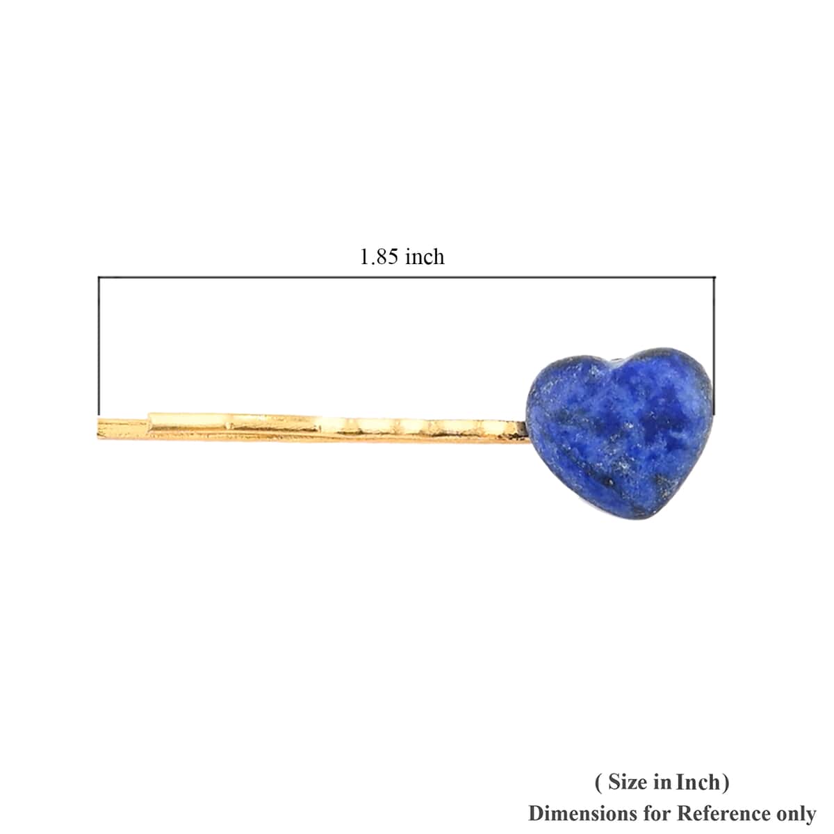 4 Hair Pins of Lapis Lazuli & Green Aventurine with Heart Shape in Goldtone image number 2