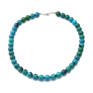 AAA Chrysocolla Beaded Necklace 18 Inches in Sterling Silver 250.00 ctw