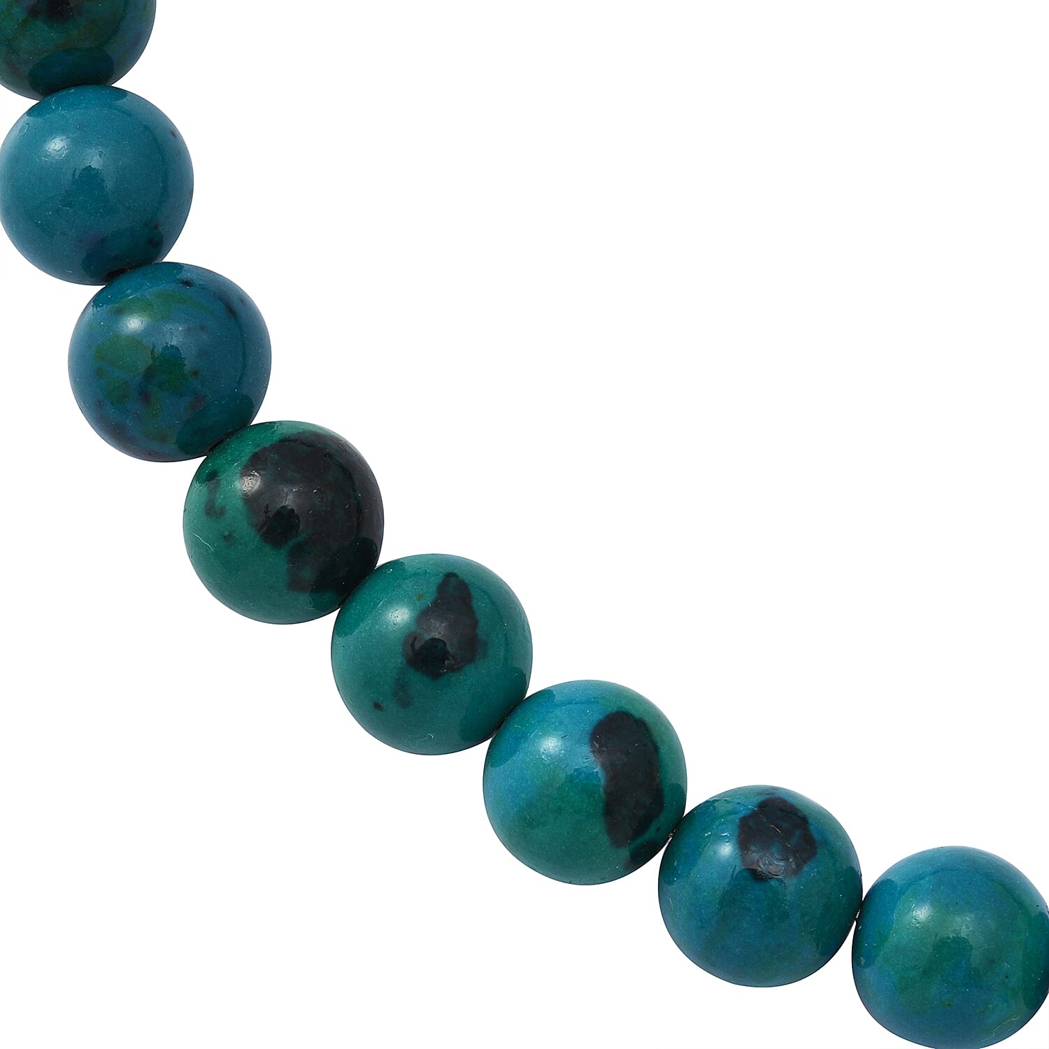AAA Chrysocolla Beaded Necklace 18 Inches in Sterling Silver 250.00 ctw