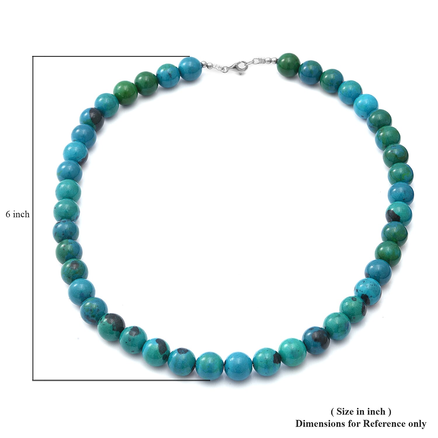 AAA Chrysocolla Beaded Necklace 18 Inches in Sterling Silver 250.00 ctw