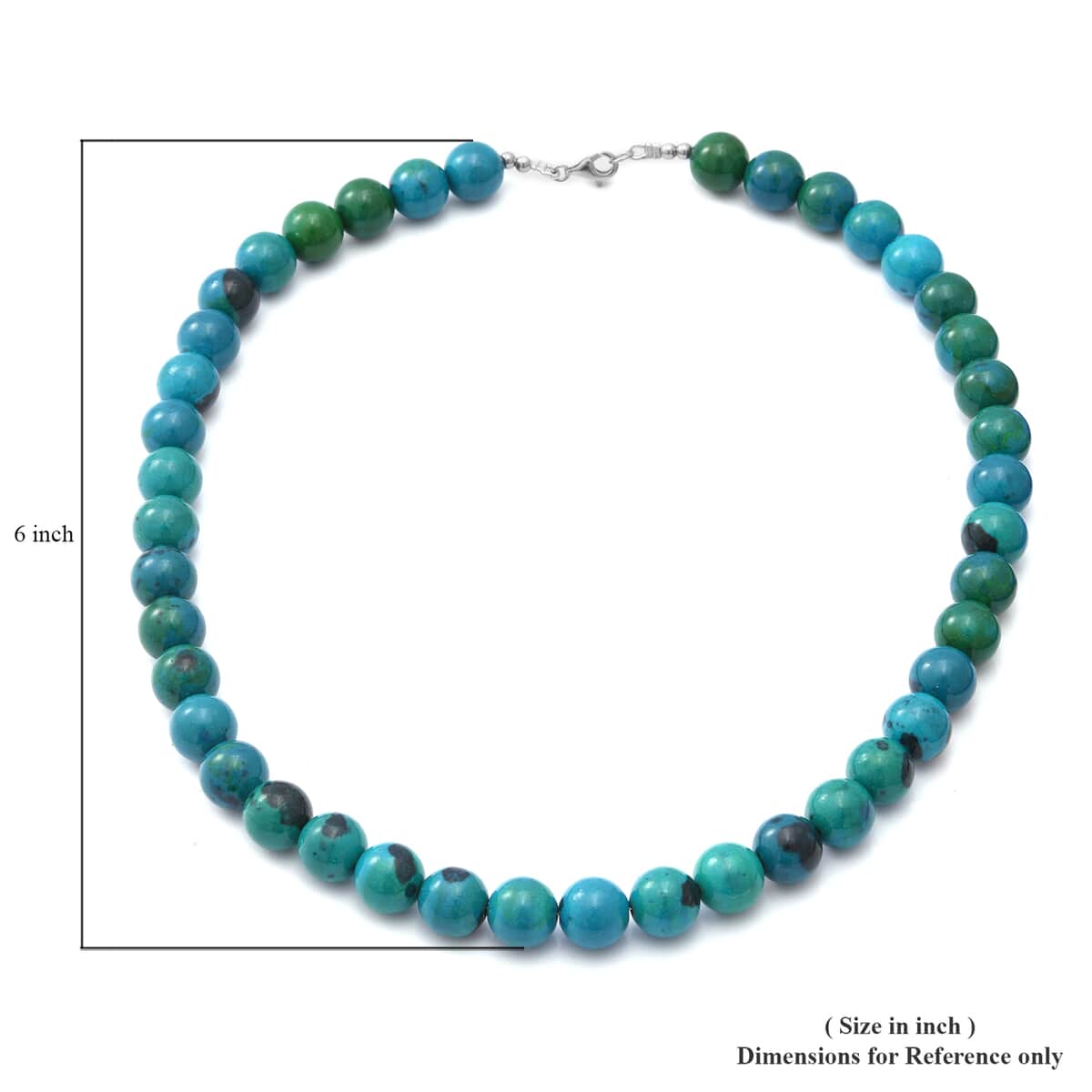 AAA Chrysocolla Beaded Necklace 18 Inches in Sterling Silver 250.00 ctw image number 4