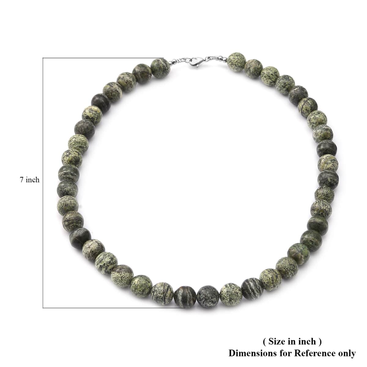 Green Zebra Jasper Beaded Necklace 18 Inches in Sterling Silver 250 ctw image number 4