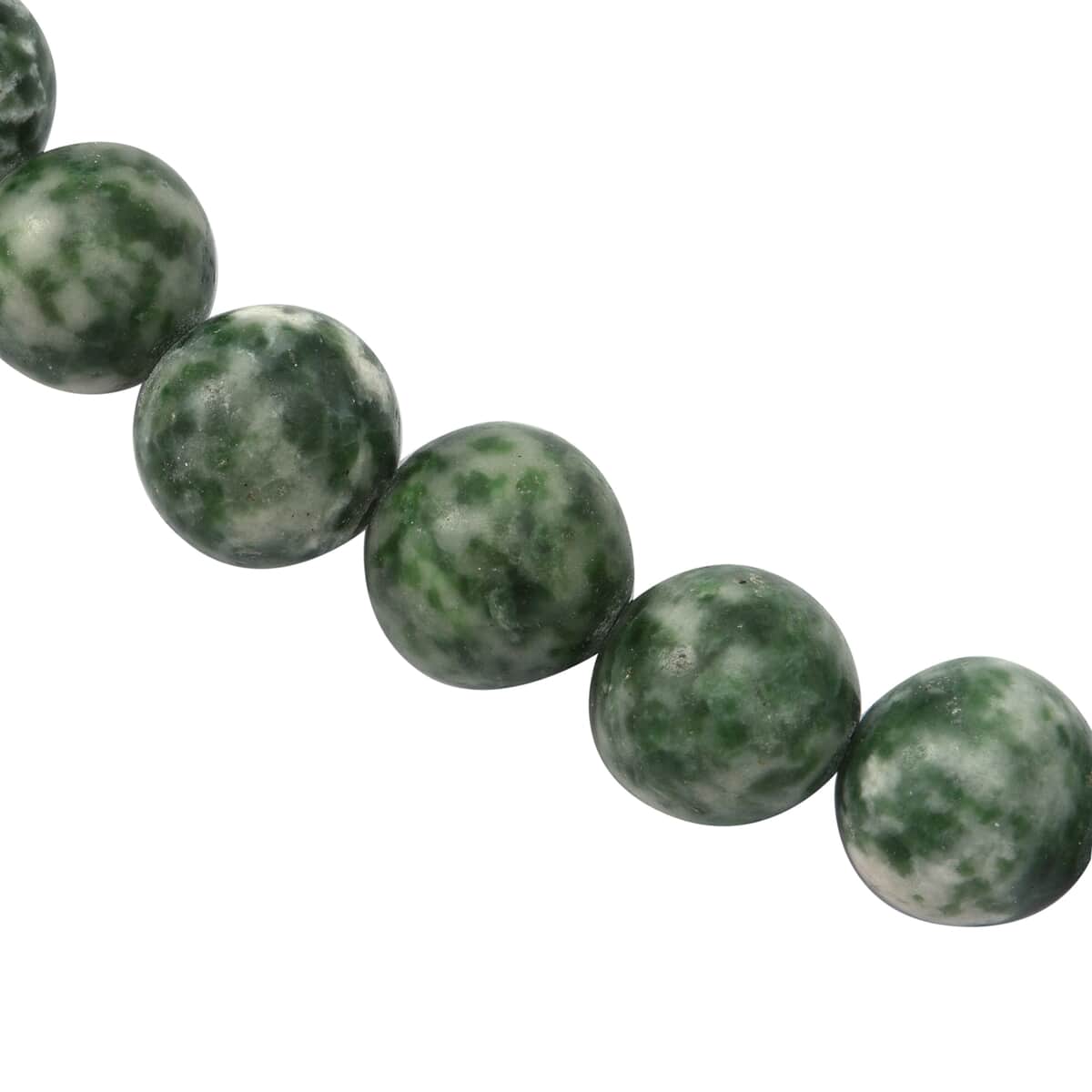 Green Serpentine 10mm Beaded Necklace 18 Inches in Sterling Silver 375.00 ctw image number 2