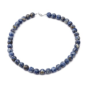 Sodalite Beaded Necklace (18 Inches) in Sterling Silver 300.00 ctw