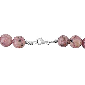 Rhodochrosite 250.00 ctw Bead Necklace In Sterling Silver, Silver Bead Necklace, Beaded Jewelry Gifts For Women (18 Inches)