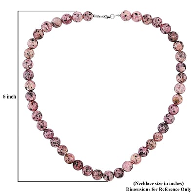 Rhodochrosite 250.00 ctw Bead Necklace In Sterling Silver, Silver Bead Necklace, Beaded Jewelry Gifts For Women (18 Inches)