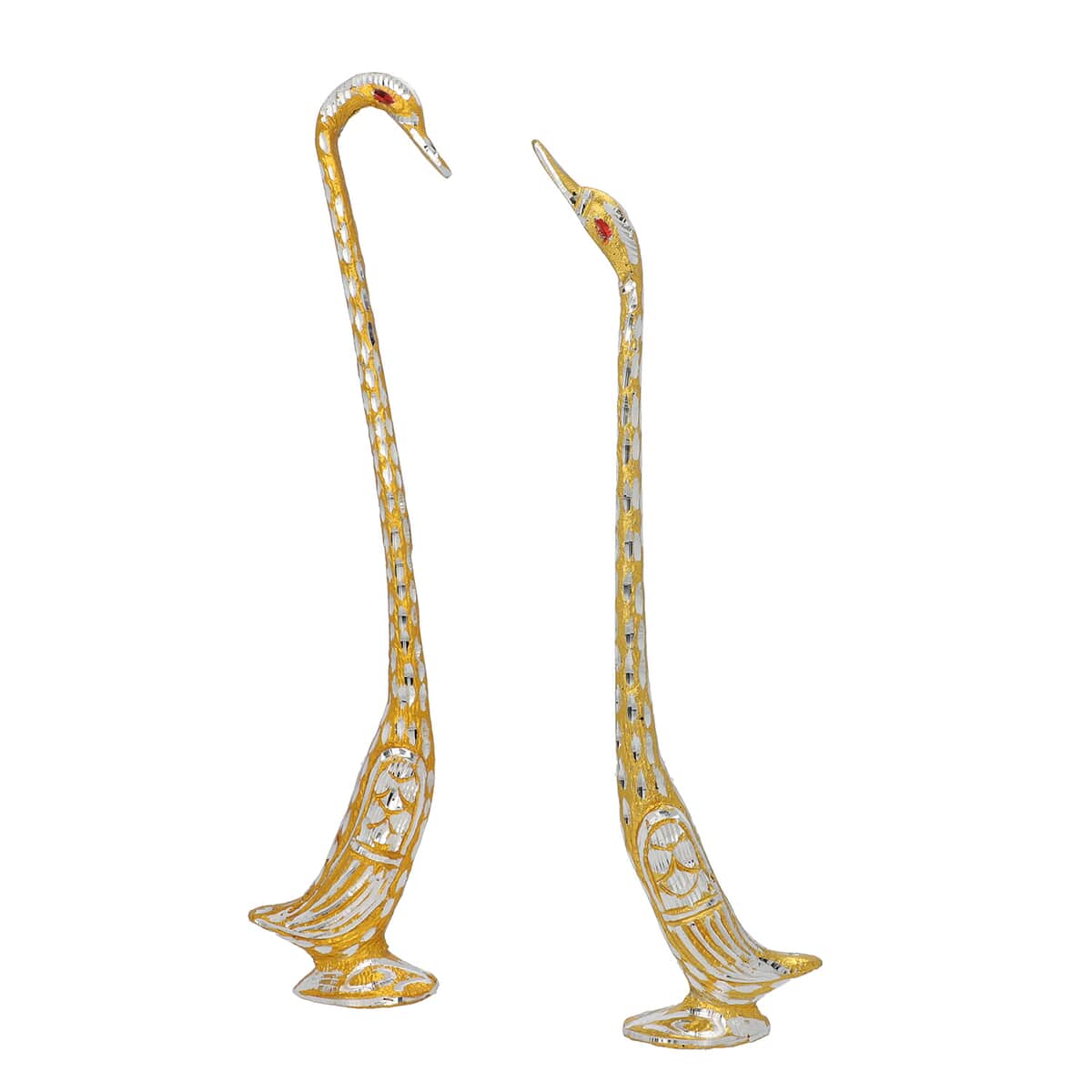 Set of 2 Handcrafted Decorative Gold Plated Aluminum Swan  image number 0