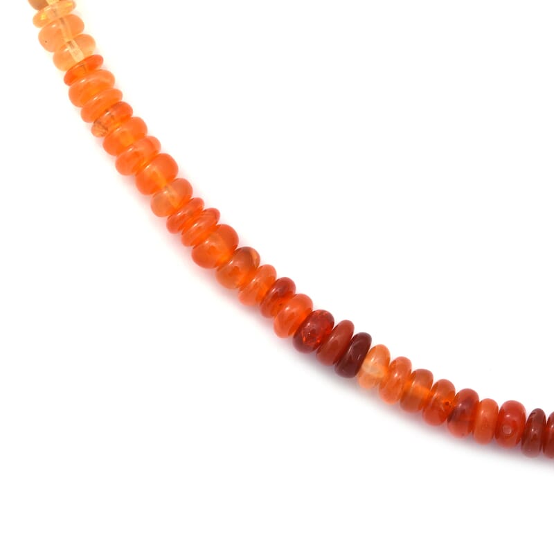 Mexican Fire Opal Beaded Necklace 18-20 Inches in Rhodium Over Sterling Silver 50.00 ctw
