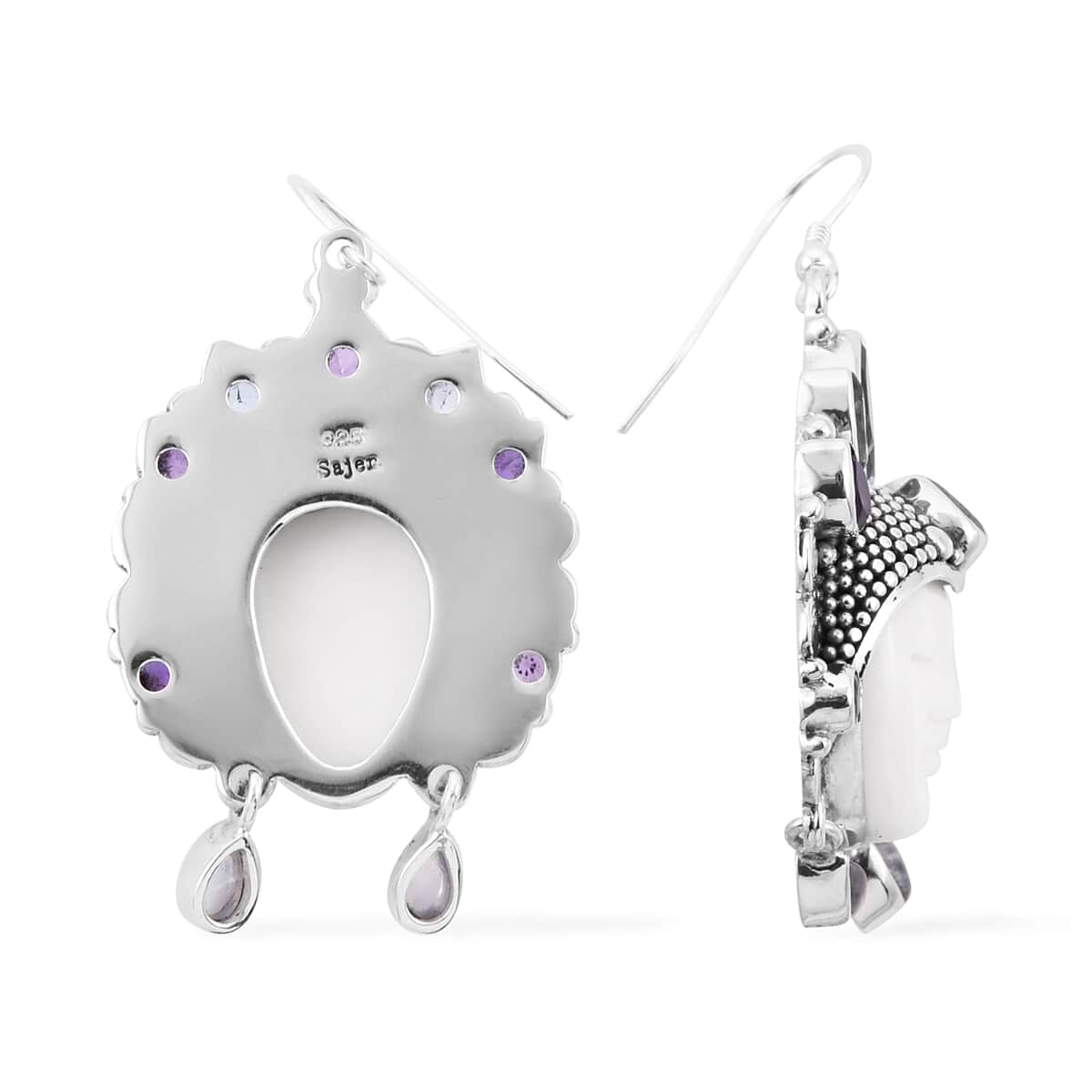 Sajen Silver Carved Bone and Multi Gemstone Earrings in Sterling Silver 6.50 ctw image number 3