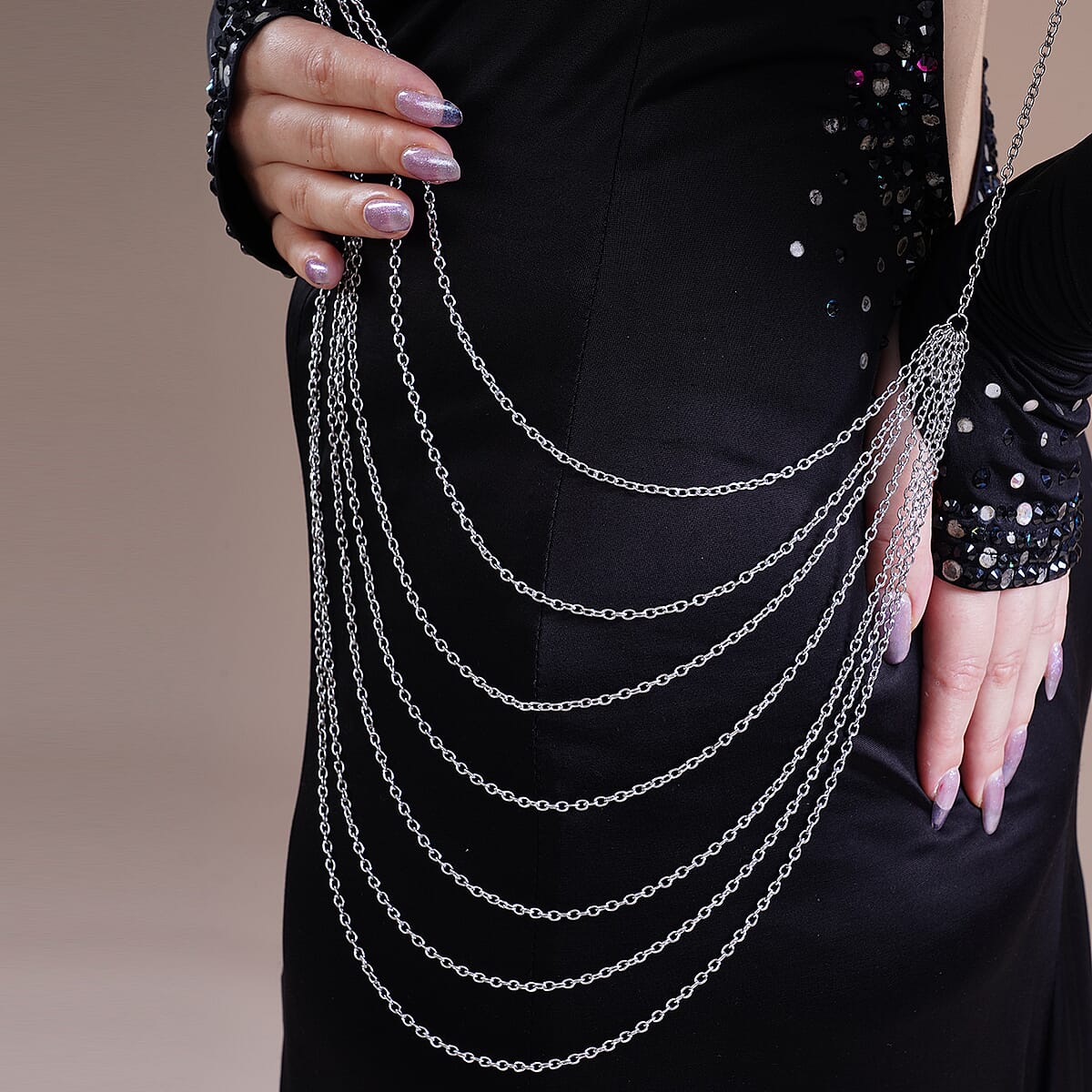 Silvertone Multi Strand Body Chain (21.5-23.5 Inches) image number 3