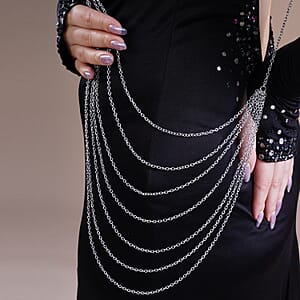 Silvertone Multi Strand Body Chain (21.5-23.5 Inches)